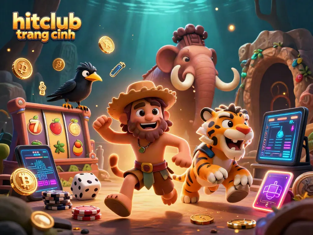 Join the excitement at hitclub trang chính while a caveman and saber-tooth tiger manage a prehistoric casino.