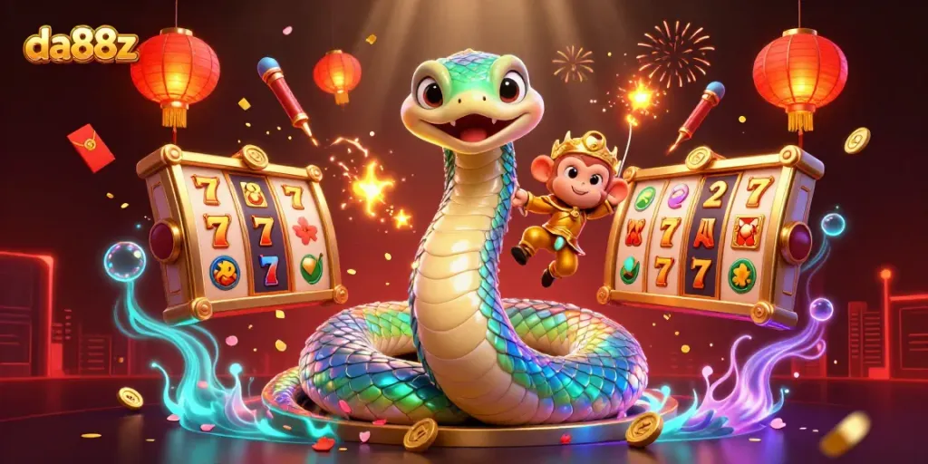 Experience da88z's colorful online casino world with vibrant slot games and magical characters.